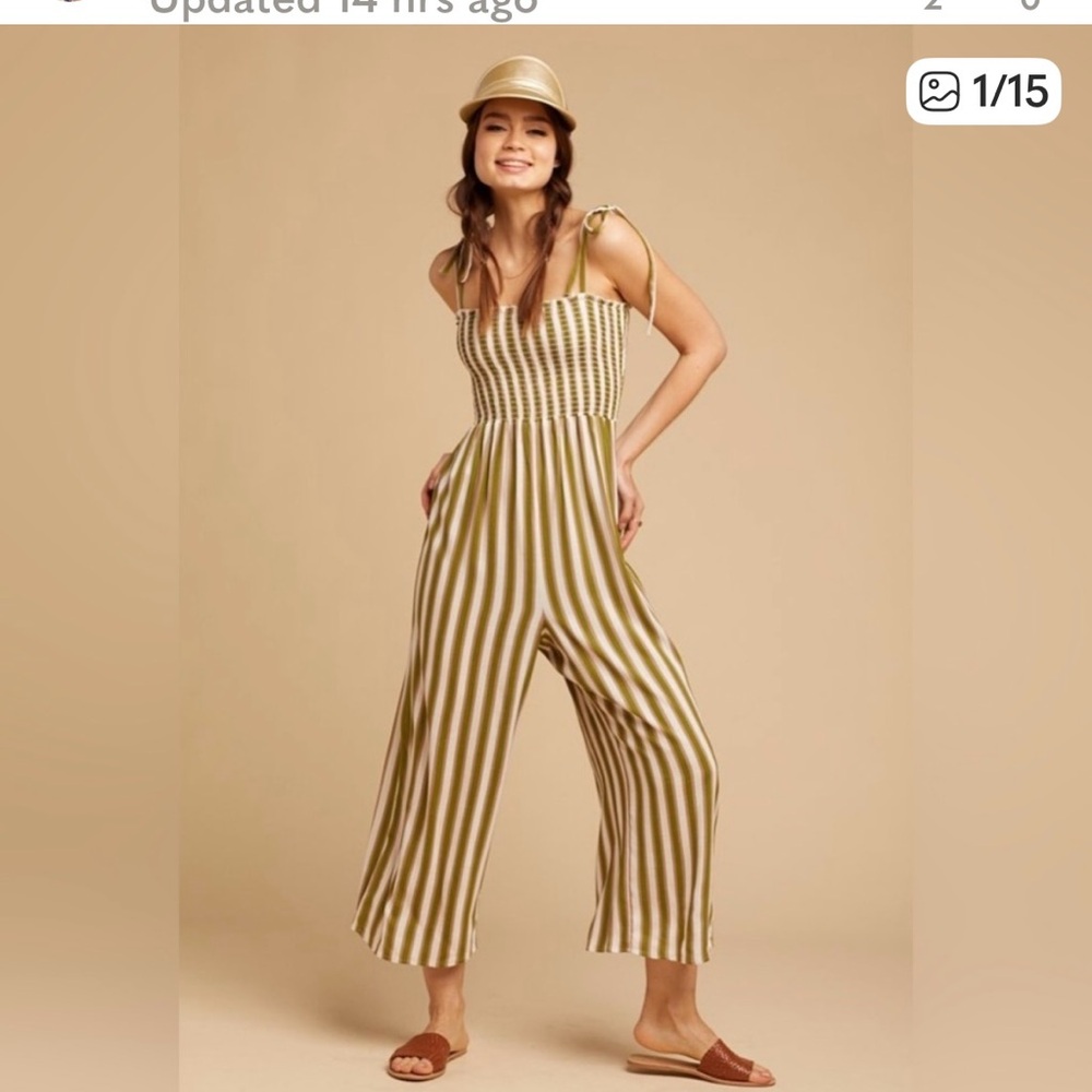Show Me Your Mumu Striped Jumpsuit in Green and White
